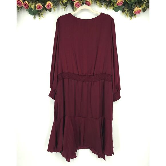 Sam Edelman Burgundy Smocked Plus Size Mini Dress Size 3X NWT - Picture 2 of 11